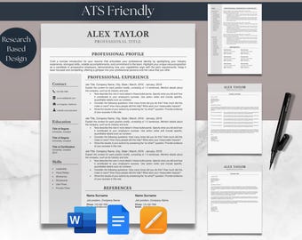 Resume & Cover Letter Bundle Template Microsoft Word Google Docs Apple Mac Pages ATS Friendly One and Two Page Simple Modern CV Executive