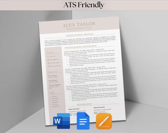 Resume Template Word, Google Docs, & Apple Pages Pretty Pink Girl Classic ATS Friendly CV Editable Customizable Minimalist Simple Document