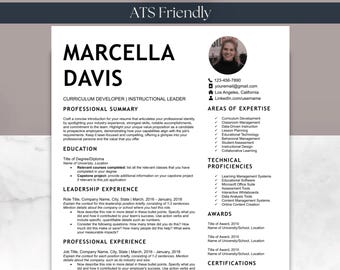 Resume & Cover Letter Bundle Template with Photo Microsoft Word Google Docs Apple Pages ATS Friendly One Page CV Student with No Experience