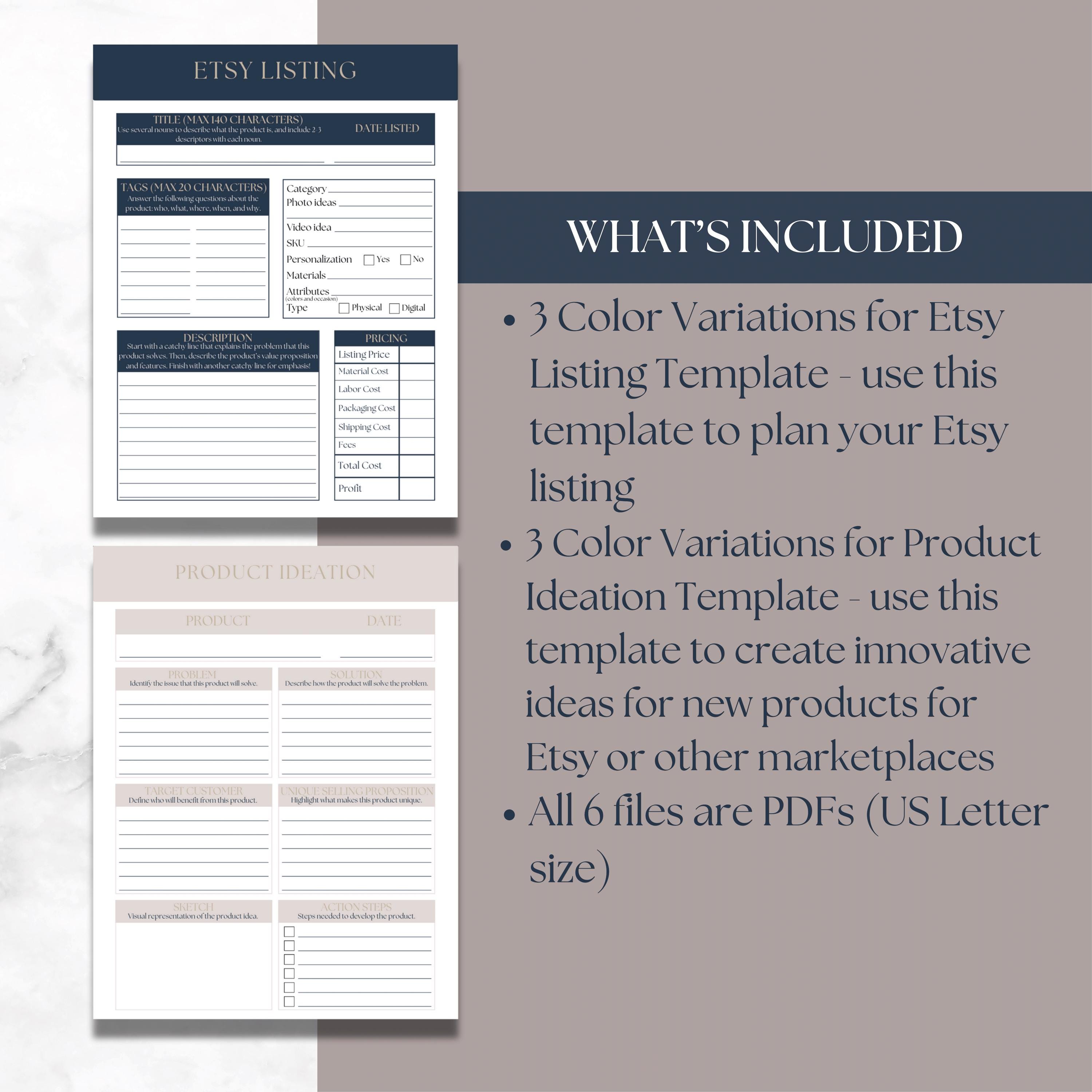 Ideation Form Example New Etsy Listing Form & Product Ideation Template Printable Planner PDF ...