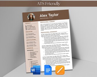 Resume & Cover Letter Bundle Template for Microsoft Word Google Docs Apple Mac Pages ATS Friendly Teacher One and Two Page Simple Modern CV