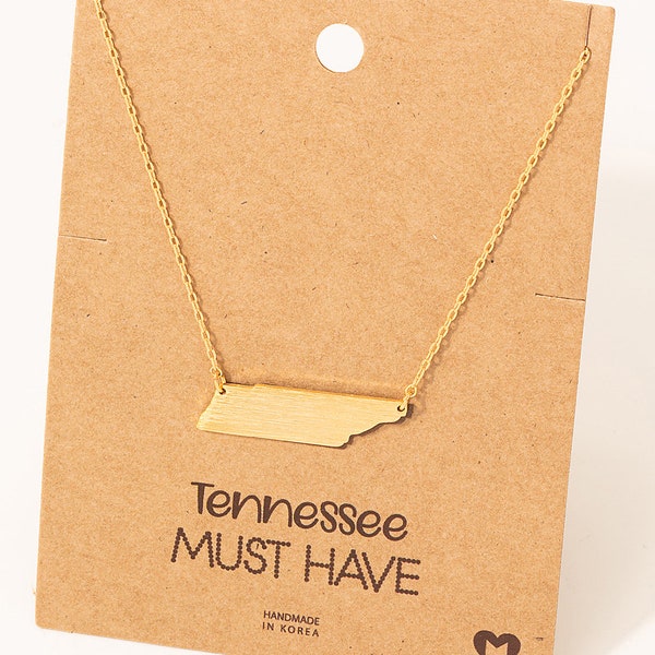 18K Gold-Dipped Tennessee Pendant Necklace - TN Pendant Necklace - US State Dainty Necklace - Cut Out Necklace - Birthday Gift -Gift for Her