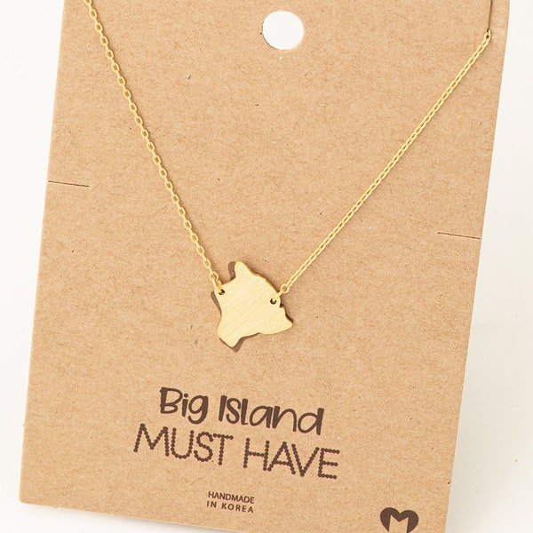 18K Gold-Dipped Big Island Hawaii Pendant Necklace - Minimalist Necklace - Charm Necklace - Necklace For Her - Gift For Her