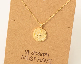 18K Gold-Dipped Saint Joseph Pendant Necklace - Minimalist Necklace - Charm Necklace - Necklace For Her - Gift For Her