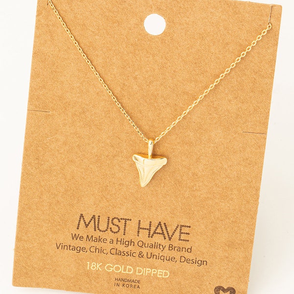 18K Gold-Dipped Shark Tooth Pendant Necklace - Minimalist Necklace - Charm Necklace - Necklace For Her - Gift For Her