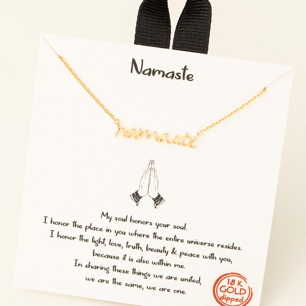 18K Gold-Dipped Namaste Handwritten Charm Necklace - Minimalist Necklace - Charm Necklace - Necklace For Her - Gift For Her