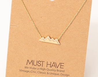 18K Gold-Dipped Studded Mountain Range Necklace - Minimalist Necklace - Charm Necklace - Necklace For Her - Gift For Her