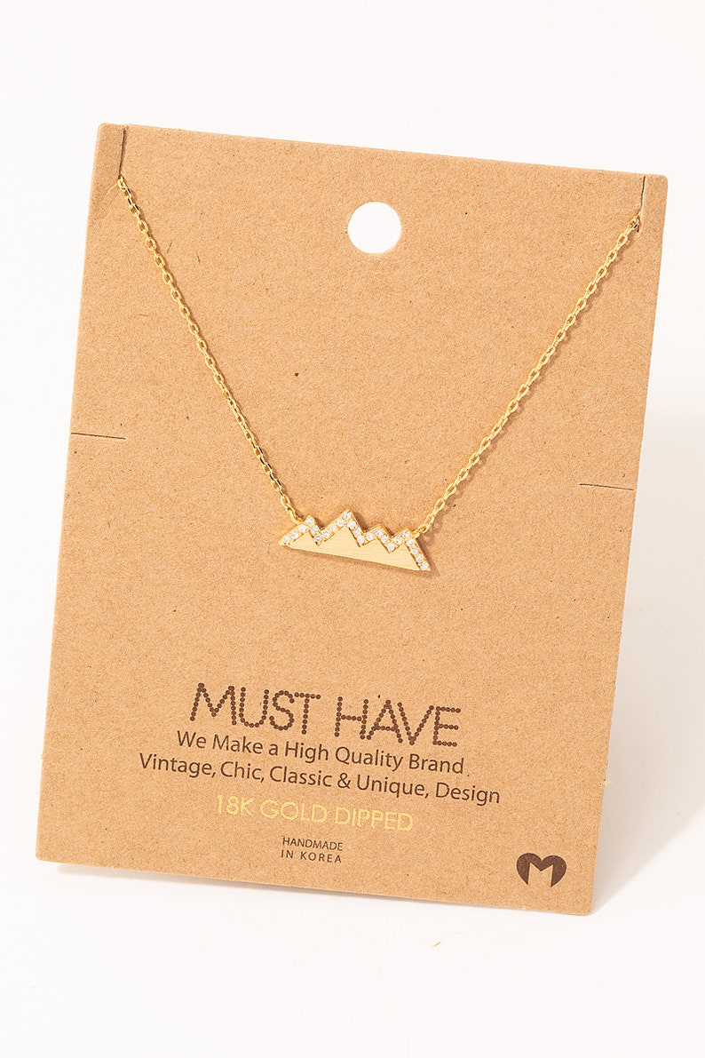 18K Gold-Dipped Studded Mountain Range Necklace Minimalist Necklace Charm Necklace Necklace For Her Gift For Her image 1