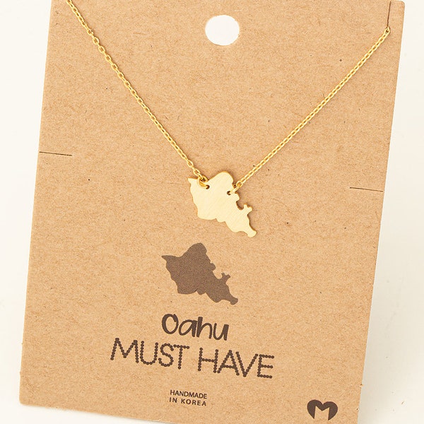 18K Gold-Dipped Oahu Island Pendant Necklace - Minimalist Necklace - Charm Necklace - Necklace For Her - Gift For Her