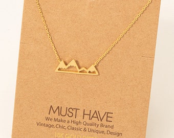 18K Gold-Dipped Mountain Cutout Pendant Necklace - Minimalist Necklace - Charm Necklace - Necklace For Her - Gift For Her