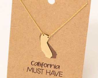 18K Gold-Dipped California Pendant Necklace - CA US State Dainty Necklace - Cut Out Necklace - Birthday Gift - Gift for Her