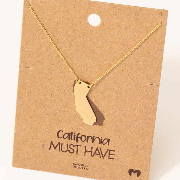 18K Gold-Dipped California Pendant Necklace - CA US State Dainty Necklace - Cut Out Necklace - Birthday Gift - Gift for Her