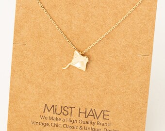 18K Gold-Dipped Mini Stingray Pendant Necklace - Minimalist Necklace - Charm Necklace - Necklace For Her - Gift For Her