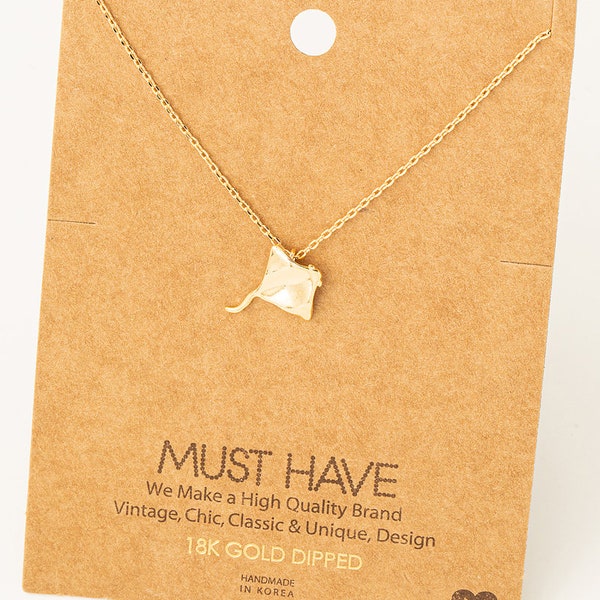 Mini collier avec pendentif raies en piqué or 18 carats - Collier minimaliste - Collier à breloques - Collier pour elle - Cadeau pour elle