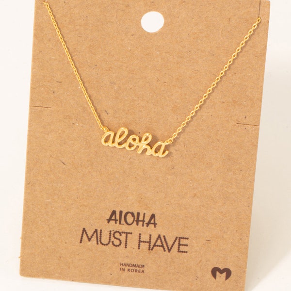 18K Gold-Dipped Aloha Print Classic Necklace - Minimalist Necklace - Charm Necklace - Necklace For Her - Gift For Her