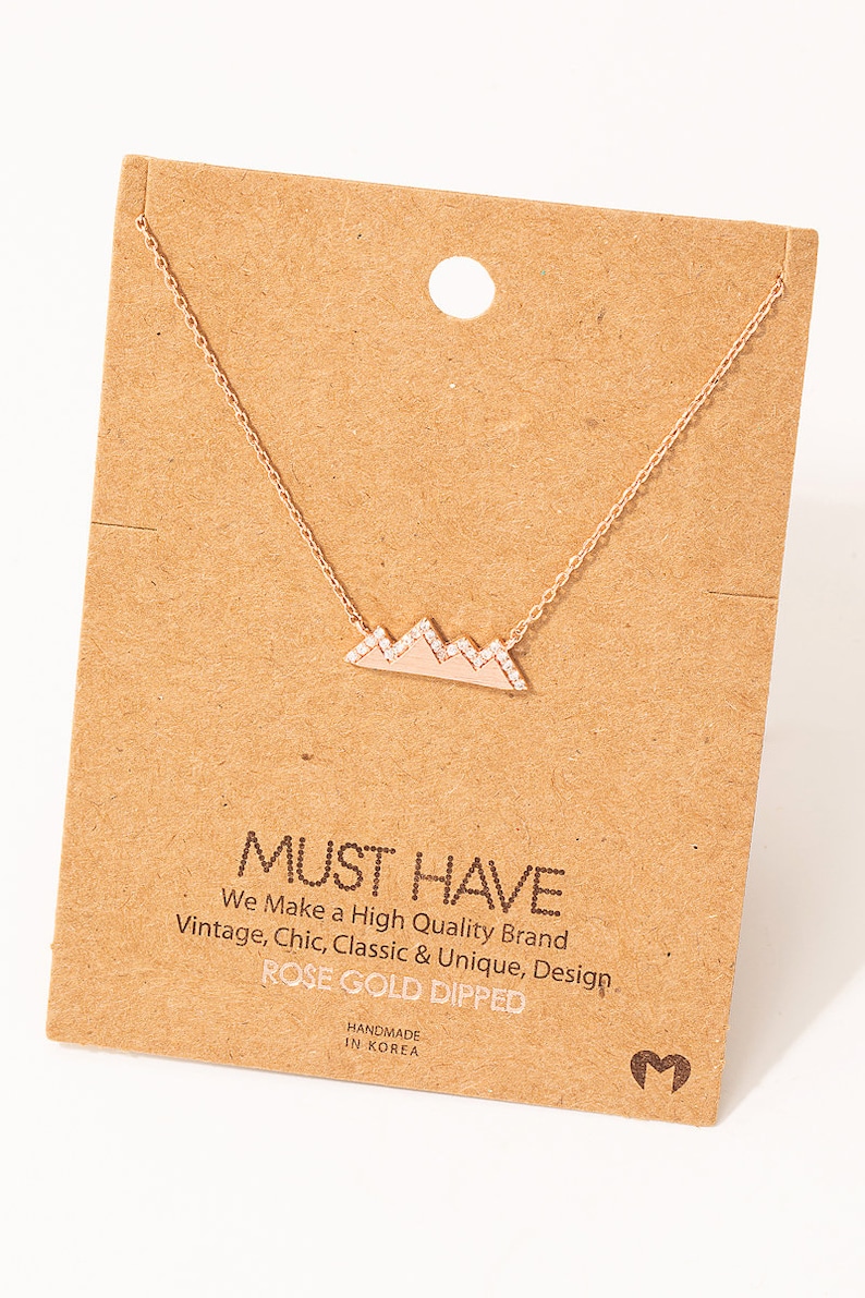 18K Gold-Dipped Studded Mountain Range Necklace Minimalist Necklace Charm Necklace Necklace For Her Gift For Her image 3