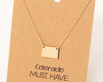 18K Gold-Dipped Colorado Pendant Necklace - CO Pendant Necklace - US State Dainty Necklace - Cut Out Necklace - Birthday Gift - Gift for Her
