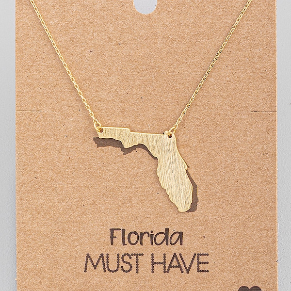18K Gold-Dipped Florida Pendant Necklace - FL Pendant Necklace - US State Dainty Necklace - Cut Out Necklace - Birthday Gift - Gift for Her