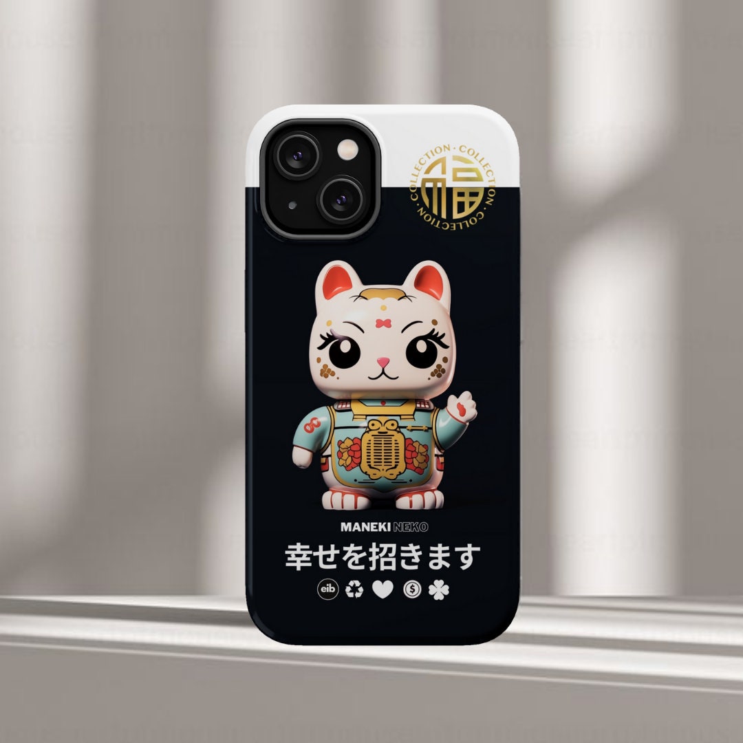 Maneki Neko Happiness Lucky Cat Phone Case for iPhone 15 14 13 12 11 X