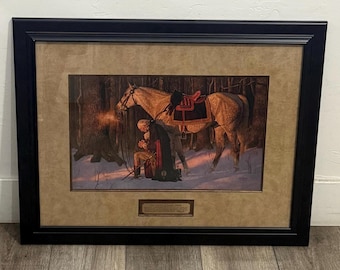 George Washington “The prayer at valley forged” Arnold Friberg framed print medium size 22x28” pre-owned