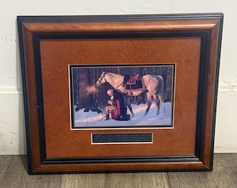 George Washington “The prayer at valley forged” Arnold Friberg framed print small size 10X12”pre-owned