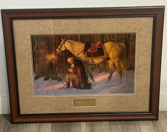 George Washington “La oración en el valle forjado” Arnold Friberg lámina enmarcada Tamaño grande 28x36” de segunda mano