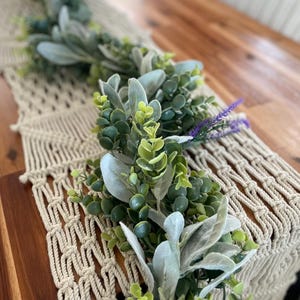 Faux Eucalyptus Decor Dining Table Centerpiece for Table Decor Green Lavender Garland Mantle Decor for Living Room Farmhouse Greenery Swag