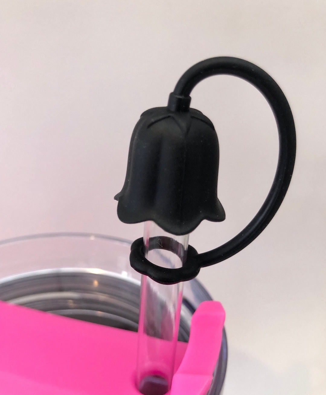 Straw Accessory Black Tulip Straw Cap Tumbler Accessory Flower Straw Topper 10mm Straw ...