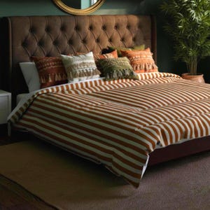 King Cotton Comforter Lightweight Bedding Stripe Pattern Decorative Layer Guest Bedroom Decor Eco Conscious Oeko Tex Cotton Blanket Minimal