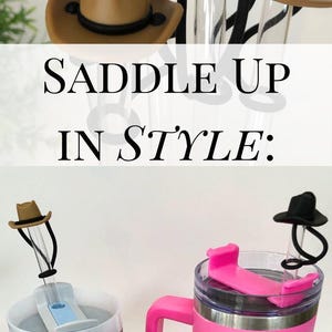 Cowboy Hat Straw Topper 10mm Cover Western Pink Cowgirl Cup Decoration Rodeo Party Accessory Drink Personalized Gift Texas Themed Equestrian image 8