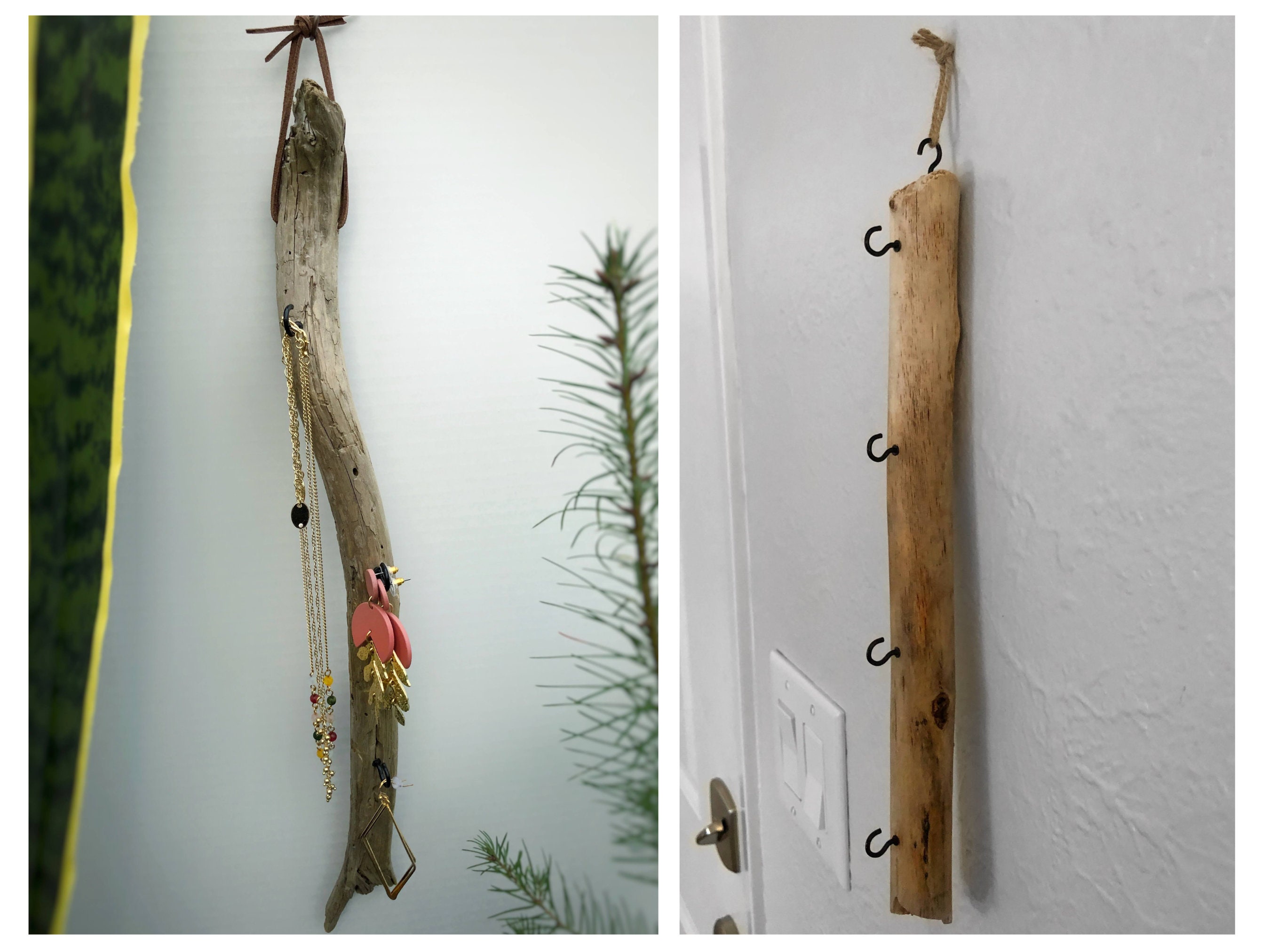 Driftwood Vertical Key Holder Drift Wood Vertical Key Rack Driftwood  Housewarming Gift for Minimalist New Apartment Gift Boho Entryway Decor 