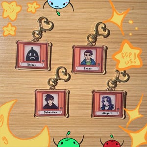 Stardew Valley Double Sided Keychain Charm 2" : Krobus, Sebastian, Abigail, Shane