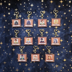 Stardew Valley Double Sided Keychain Charm 2" : Krobus, Sebastian, Sam, Abigail, Shane, Elliot, Leah, Haley, Harvey, and Alex