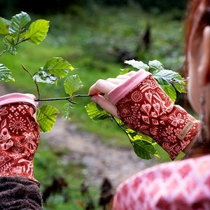Reversible mittens, fingerless gloves, wrist warmers, 2 in 1 mittens, in organic cotton jersey