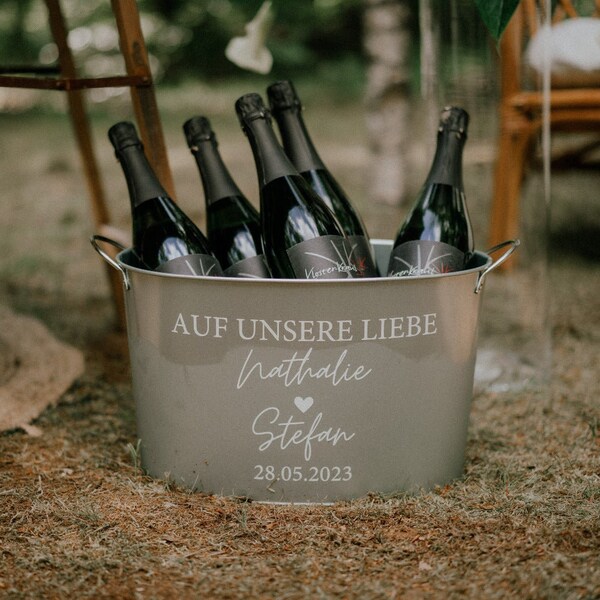 Personalisierte Zinkwanne zum Sektempfang Hochzeit / Geschenk Hochzeit Sekt / Wein Sektbar / Trauung / Hochzeitsgeschenk