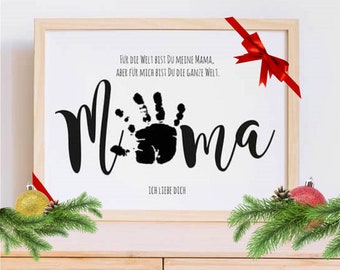 Individuelles Geschenk Handabdruck Vorlage Mama - Weihnachtsgeschenk - zur Geburt - Datei als Sofort Download - Muttertag