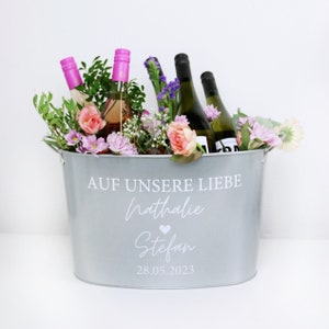 Personalisierte Zinkwanne zum Sektempfang Hochzeit / Geschenk Hochzeit Sekt / Wein Sektbar / Trauung / Hochzeitsgeschenk Bild 2