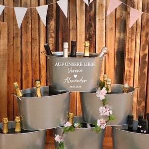 Personalisierte Zinkwanne zum Sektempfang Hochzeit / Geschenk Hochzeit Sekt / Wein Sektbar / Trauung / Hochzeitsgeschenk Bild 5