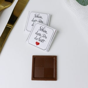 Schokoladentafeln Schön, dass Du da bist / ca 50 Stück / Gastgeschenke zur Hochzeit / Taufe / Kommunion / Konfirmation Vollmilchschokolade Bild 8