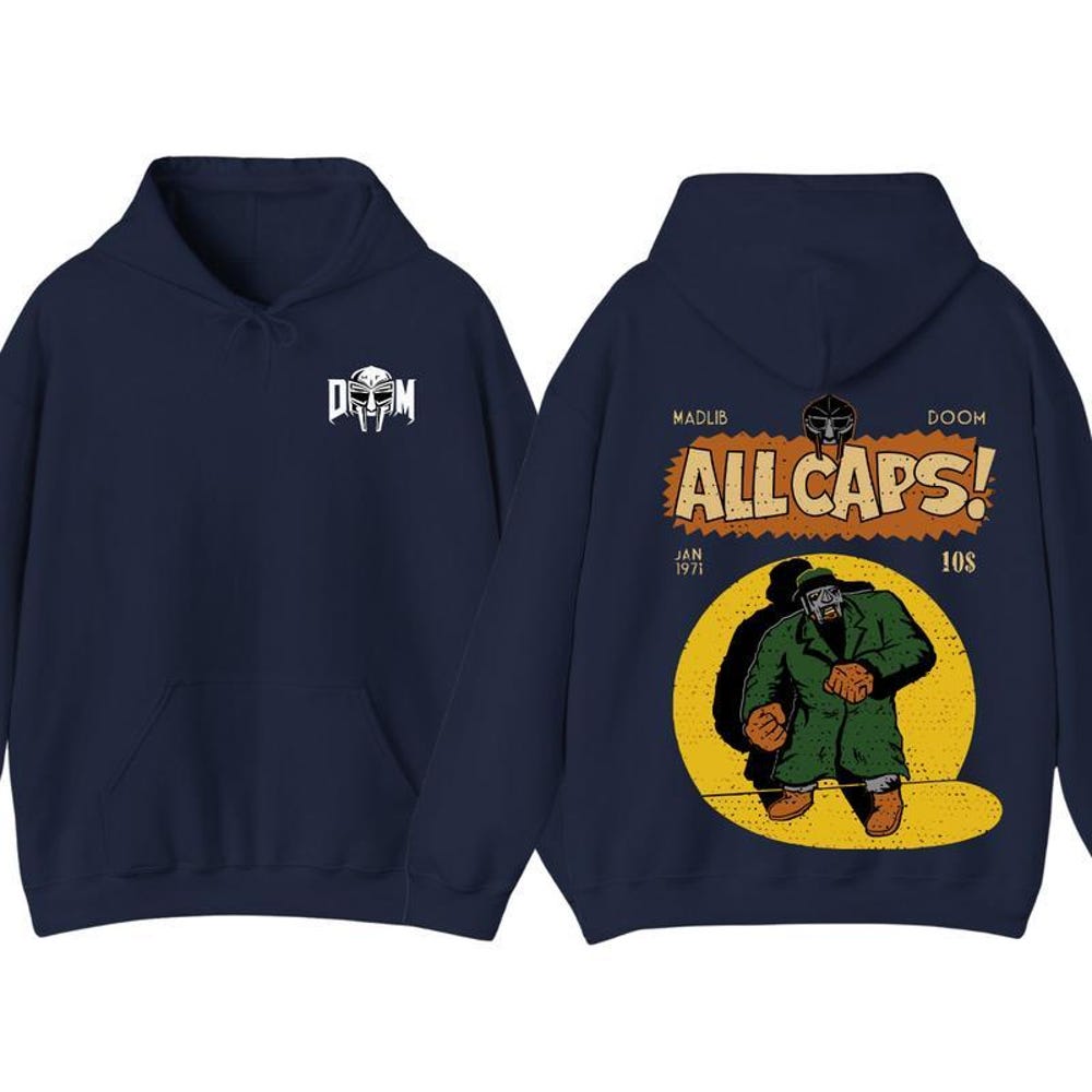 Mf Doom & Madlib All Caps 2-Sided T-Shirt Sweatshirt Hoodie - Hip-Hop Fan Merch, Unisex Rap Hoodie, Underground Rap Tee New Hoodie