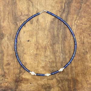 Lapis Lazilu & Freshwater Pearl Necklace Handmade