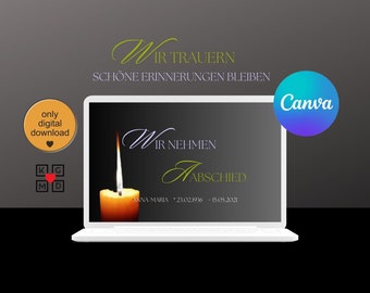 We mourn - presentation with background music // Canva templates // Create slideshow // Funeral service // Condolences // Power Point template
