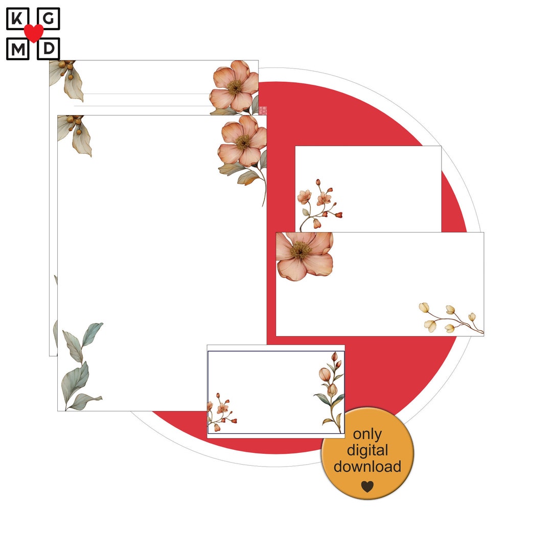 Stationery Set of 5 With Enchanting Floral Motifs, Stationery Set as ...