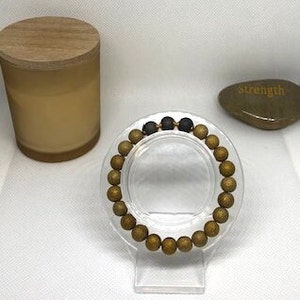 Beautiful Gold/Black Glittered Glass Bead Stretch Bracelet