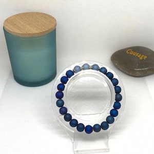 Beautiful Blue Glittered Glass Bead Stretch Bracelet