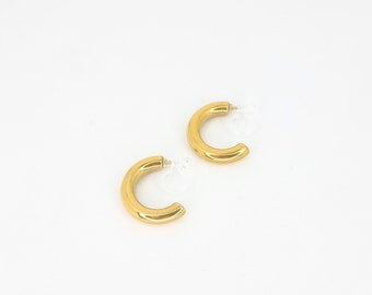 Hoops 20 mm gold no piercing painless invisible clip on earrings