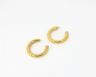 Hoops 24 mm gold no piercing painless invisible clip on earrings