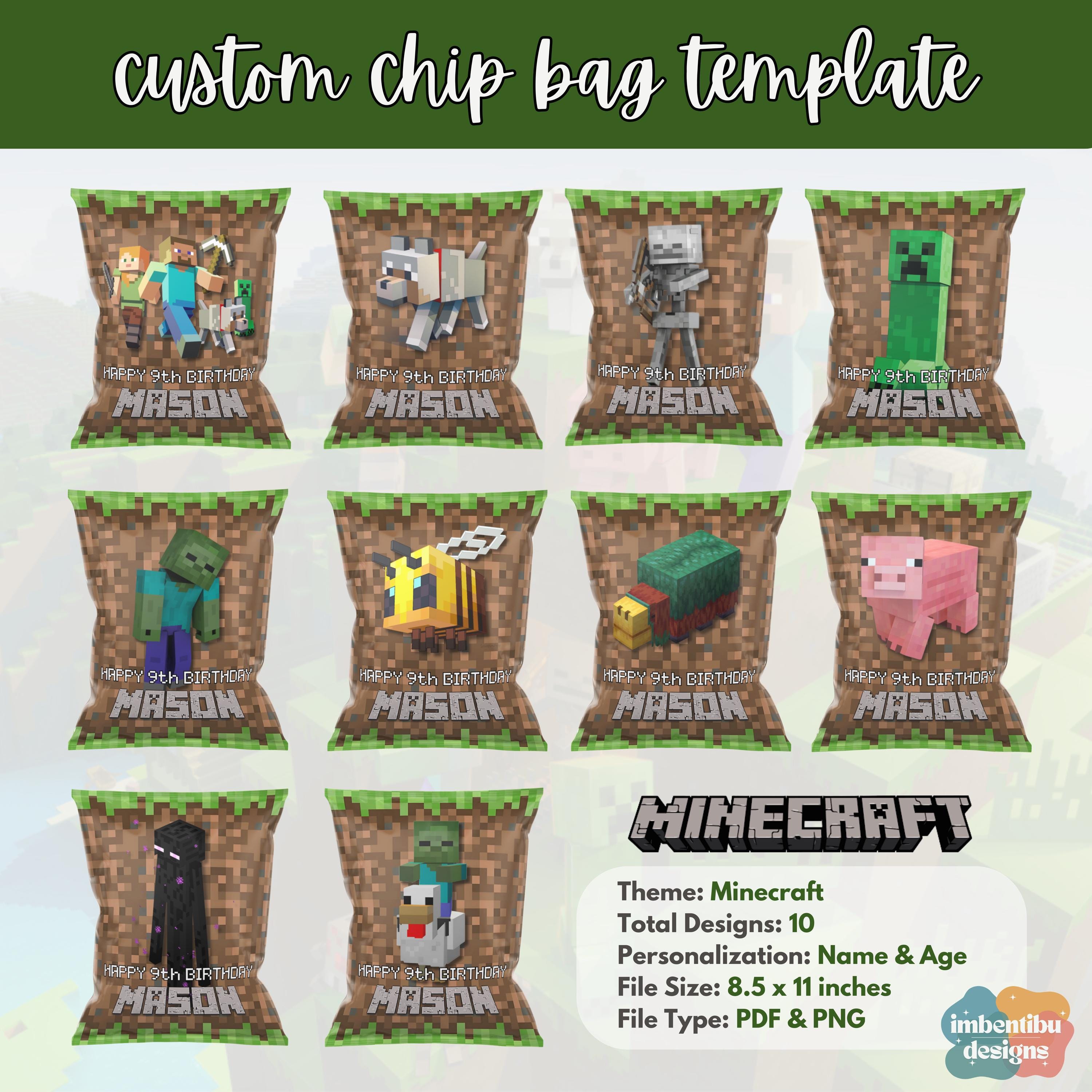 Custom Minecraft Chip Bag Labels