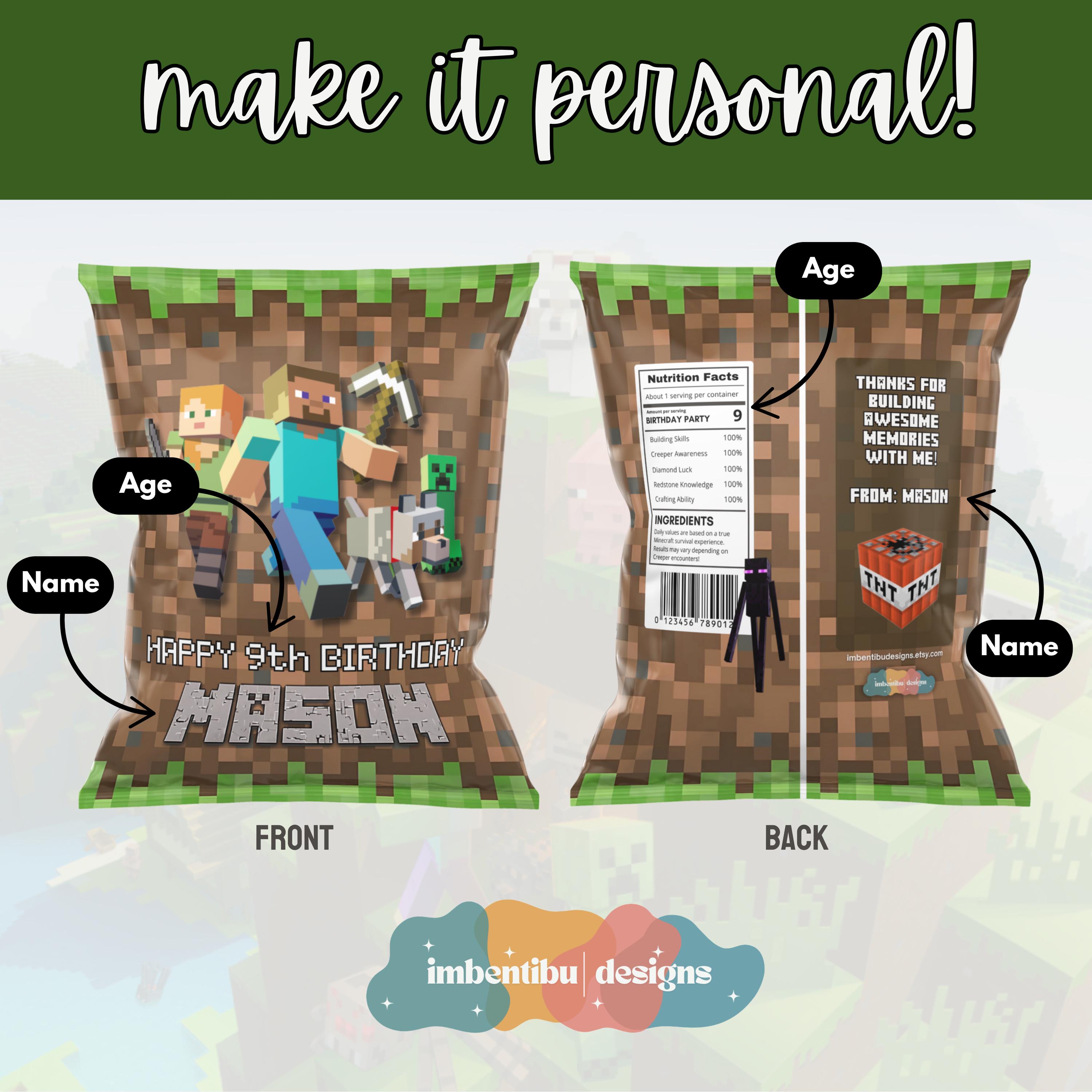 Custom Minecraft Chip Bag Labels