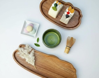 Japanese Wooden Tea Tray, Solid Wood Serving Board for Tea or Coffee